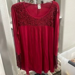 BEDAZZLED burgundy sequin shirt!